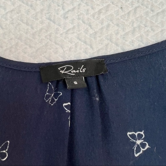 RAILS Beaux Navy Butterflies Long Sleeve Button Up Blouse Top Size.S - Picture 14 of 15